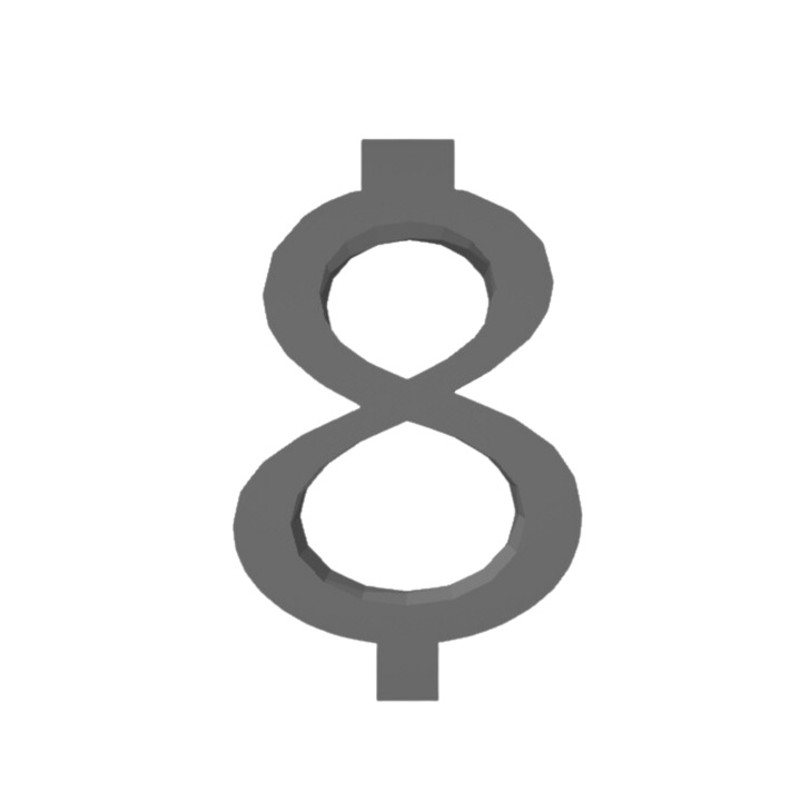 Свещник за торта, "8", EBIN, рожден ден, 100 X 63 mm сив