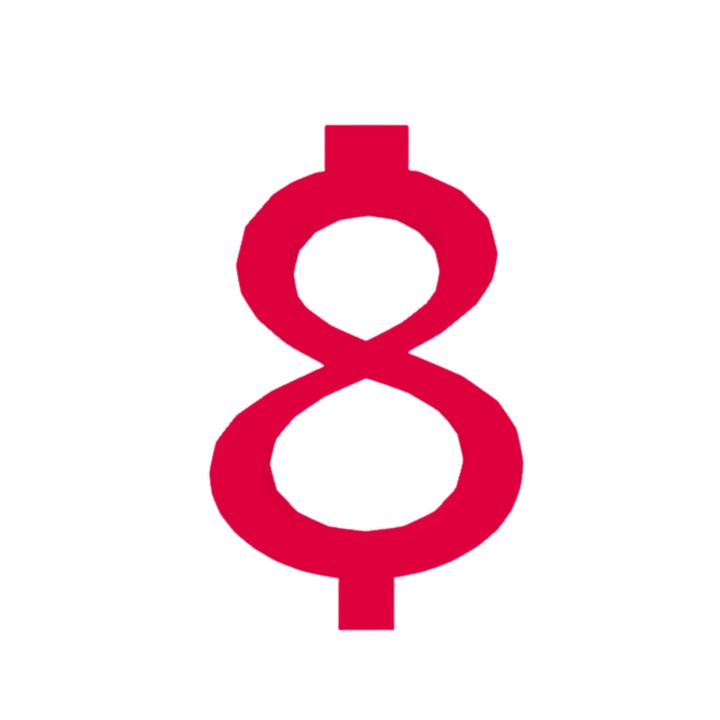 Свещник за торта, "8", рожден ден, 100 X 63 mm малиново розово