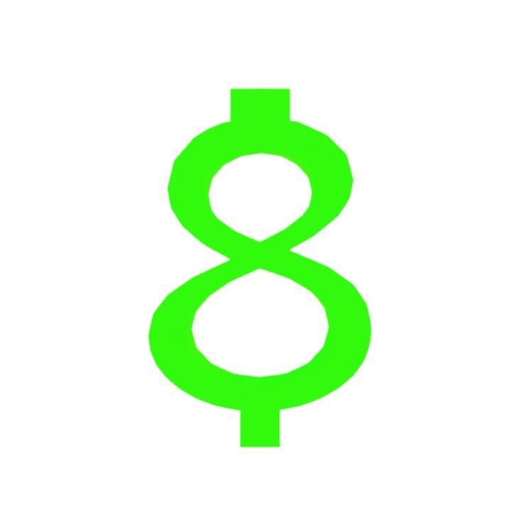 Свещник за торта, "8", рожден ден, 100 X 63 mm зелен