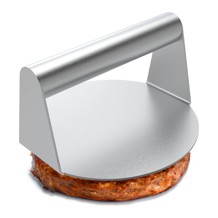 Presa pentru burger, Otel inoxidabil, 304, orbicular, Rezistent la pete, Diametru 14cm, Usor de curatat, OUYLAF (Argintiu)