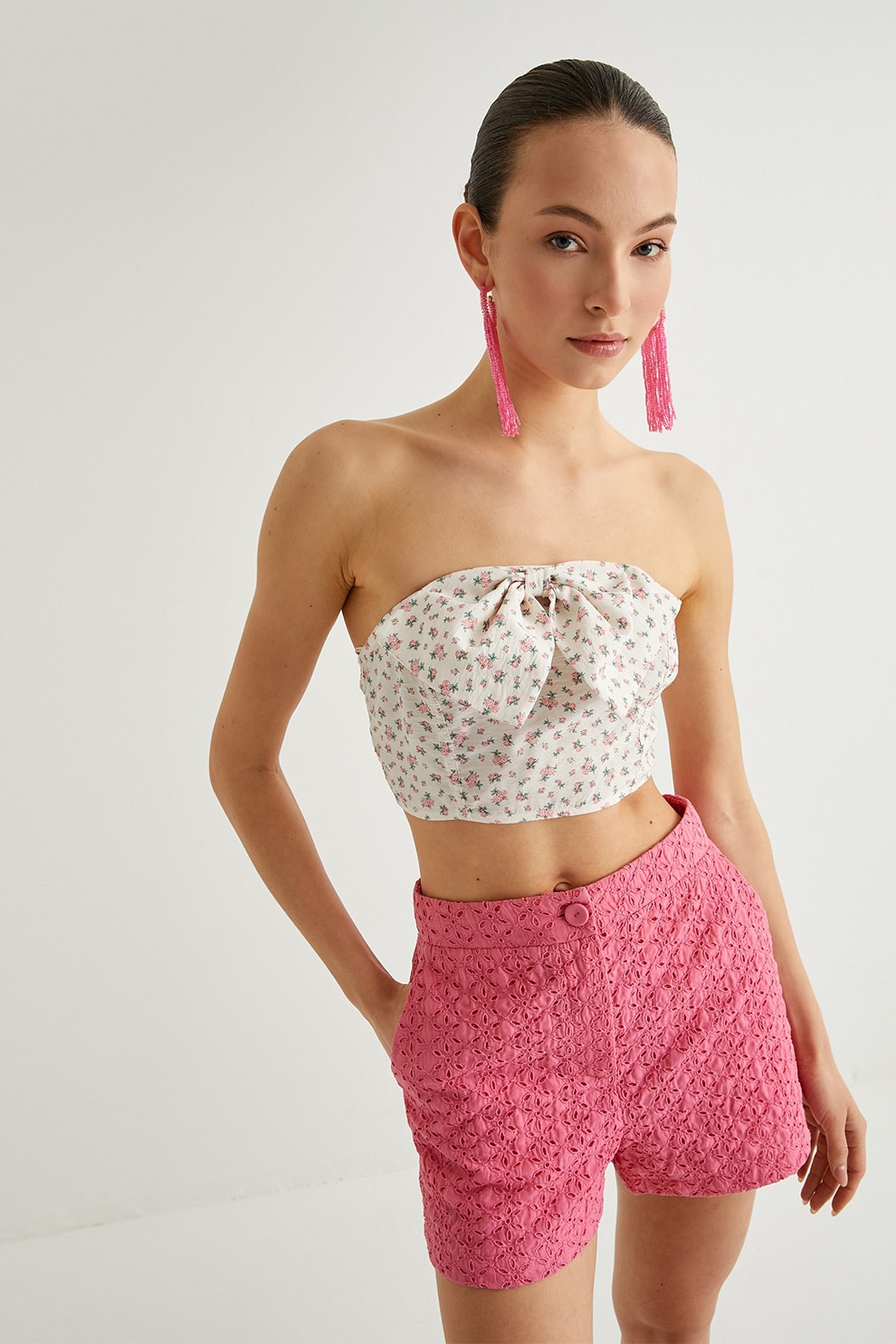 KOTON, Top crop cu animal print, Verde, 40 - eMAG.ro