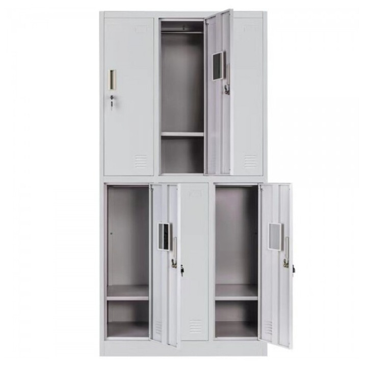 Vestiar metalic Premium 6 usi (3x2) 900x450x1800 mm (LxlxH), Neasamblat, PLUS