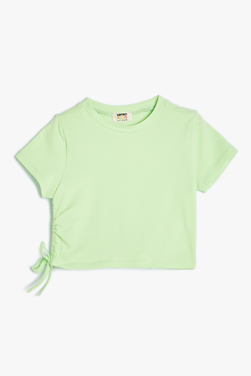 KOTON, Tricou crop cu snur de ajustare, Verde pal, 116-122 CM