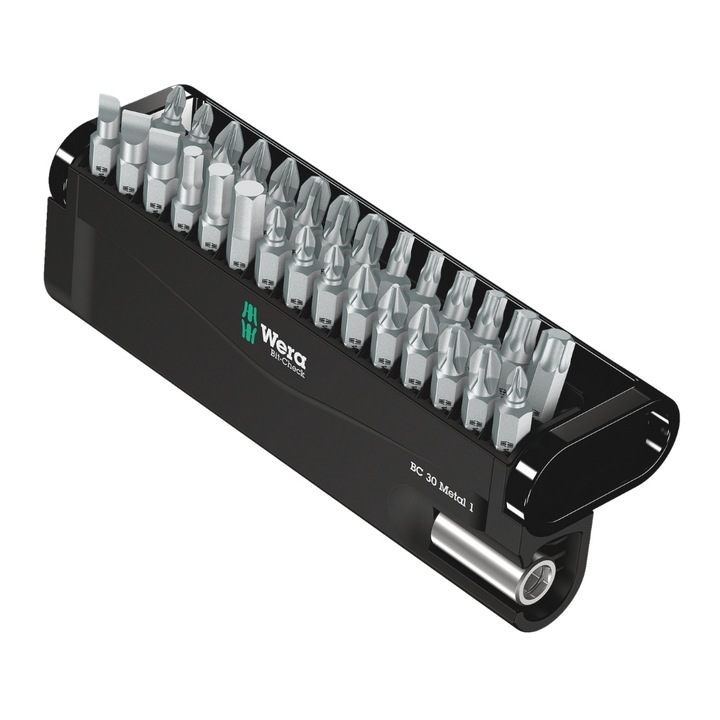 Set biti hexplus Wera Bit-Check 30 Metal 1 SB cu 30 piese si suport