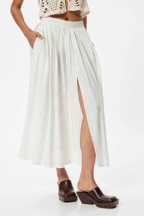 KOTON, Fusta lunga cu slit frontal, Alb, L