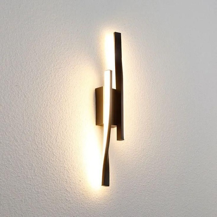 LED стенна лампа, Goeco, 16W, 1800lm, черна, топла светлина 3000K, 43x5.5cm, Модерен индустриален стил