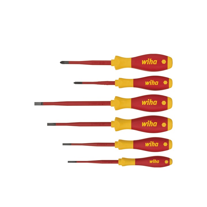 Wiha - Комплект електрически отвертки, SoftFinish, slimFix прав, Philips, 6 части [WH35389]