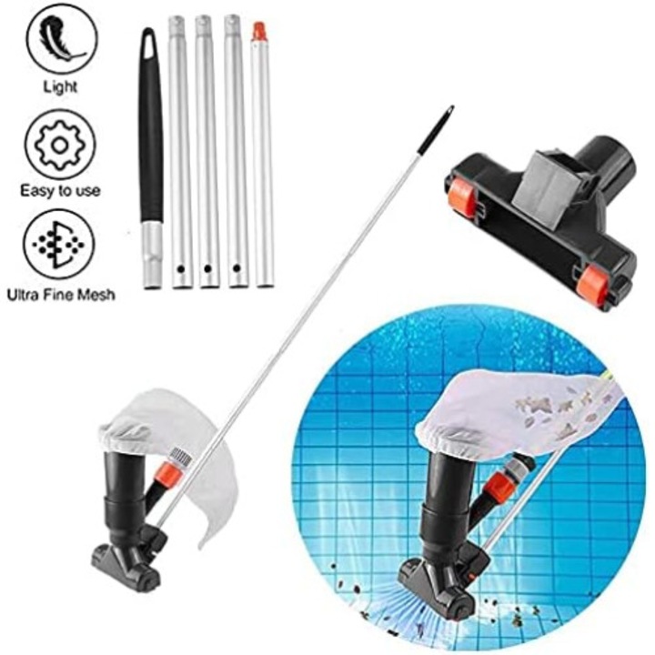 Aspirator pentru Piscina, AMRINUGL, cu 2 Roti, Alimentat de Presiunea Apeii, Constructie Din Plastic ABS