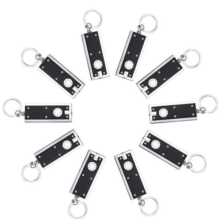 LED мини ключодържател фенерче, Cozevdnt, 10 части, черни, 6x2.5x0.8cm