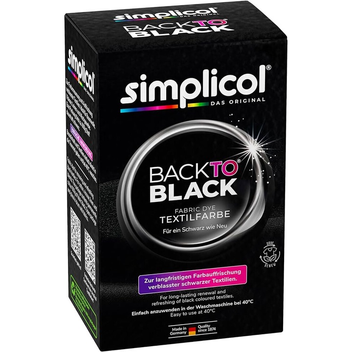 Боя за съживяване на черния цвят на текстила, Simplicol Back to Black, 400 гр