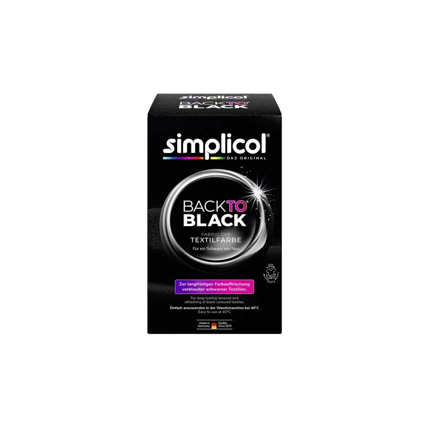 Tinte Textil Simplicol Back To Black, 400 G, Renueva Ropa Negra, Fácil De Usar