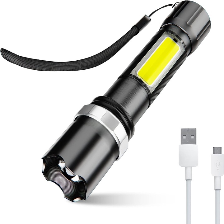 Комплект от 2 LED фенера 600 LM, 3 режима на светене, водоустойчив IPX5, за къмпинг, на открито, туризъм и риболов