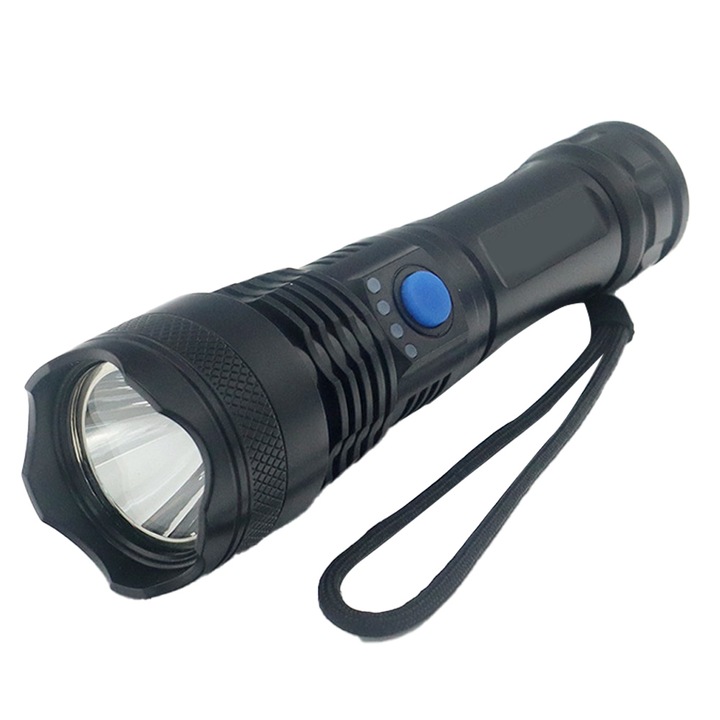 LED фенерче, Jormftte, Акумулаторно, Водоустойчиво, Автоматично изключване, 4,5 x 16,8 см, Черен