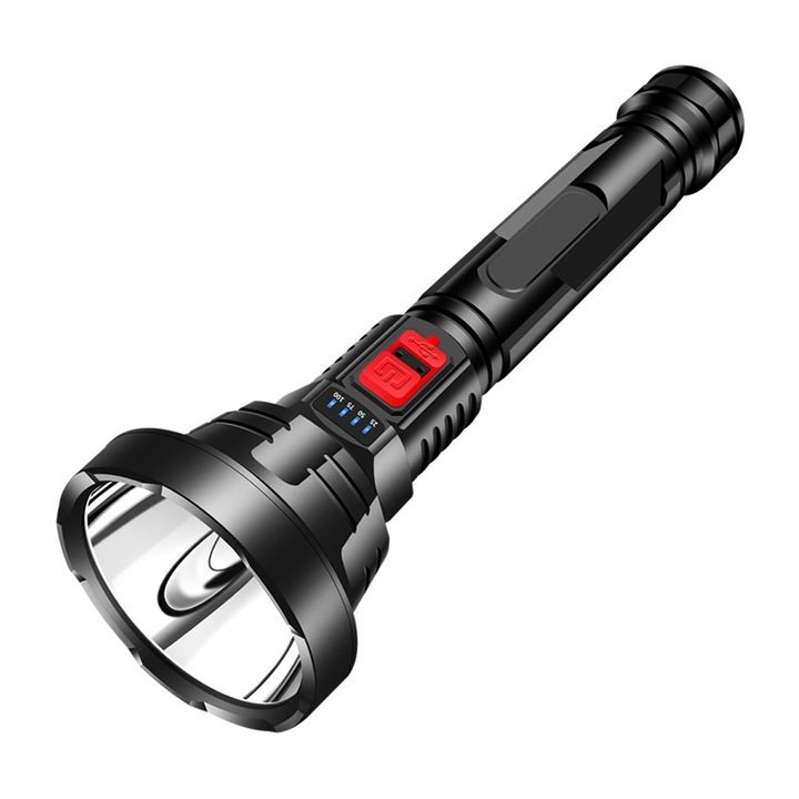 LED фенерче Jormftte, Зареждащо, Компактно, Водоустойчиво, 8 x 25,8 см, Черно