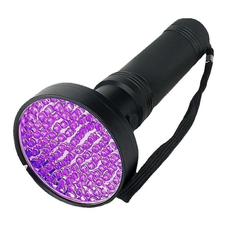 UV фенерче, Jormftte, 100 LED, черно, разпознаване на петна, захранвано от 6 AA батерии