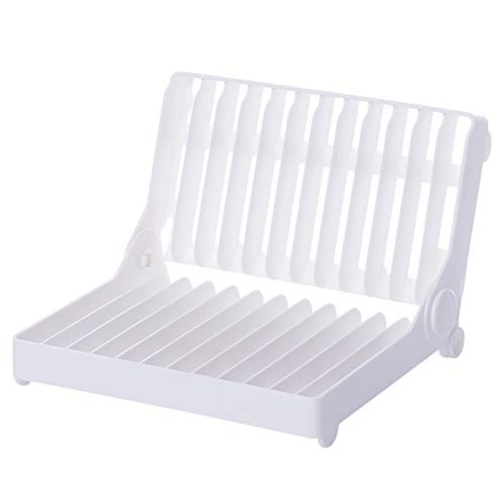 Összecsukható edényszárító, Enforose, modern design, fehér, kompakt méretek