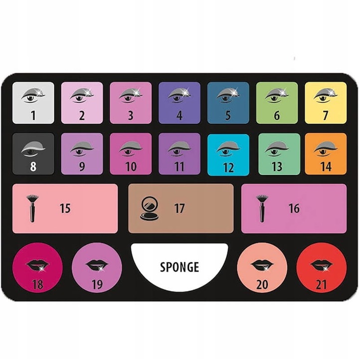 Комплект гримове, Clementoni, Crazy Chic Make Up Studio, палитра гримове, LED лампа, държач за телефон, 31 см X 45 см X 7,5 см