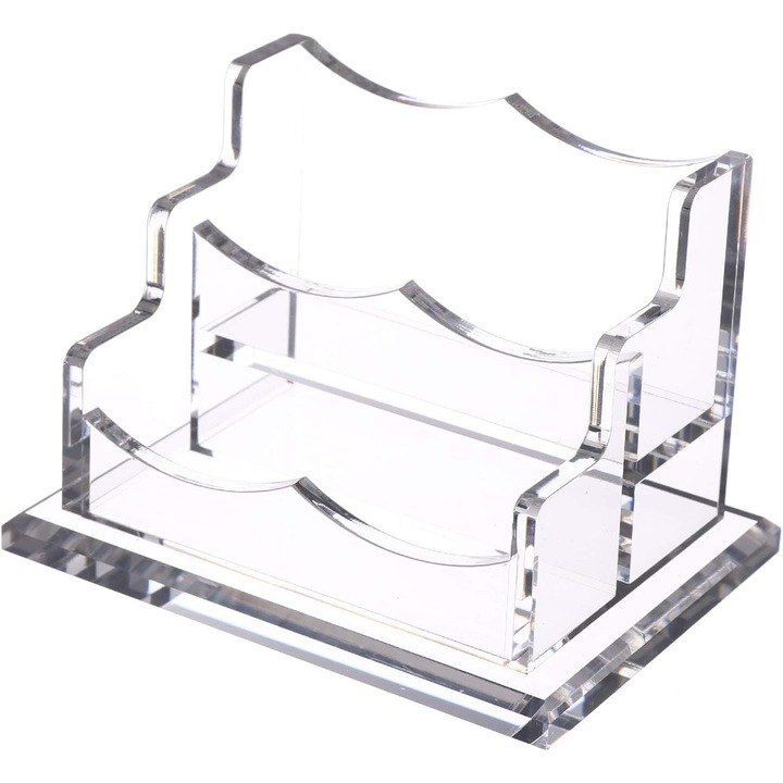 Suport documente, acril transparent, 3 nivele, capacitate 180 carti, 12x9x8.5cm