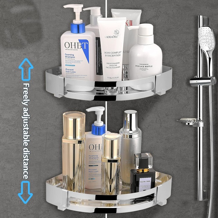 Alumíniumötvözetből készült törölközőtartó, AMRINUGL, háromszög alakú kialakítás, szatén nikkel felület, egyszerű telepítés