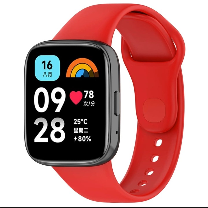 Каишка за смарт часовник, Силикон, съвместима с Redmi Watch 3 Active, червена