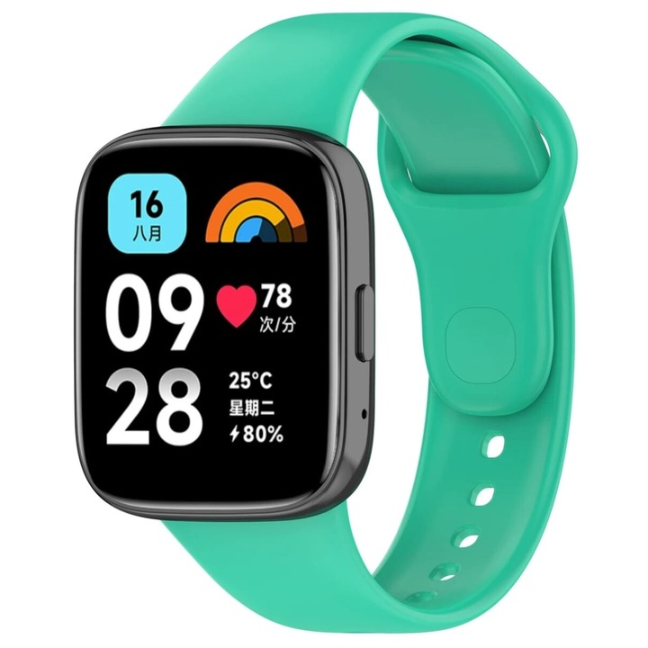 Силиконова каишка за смарт часовник, съвместима с Redmi Watch 3 Active, Turquoise