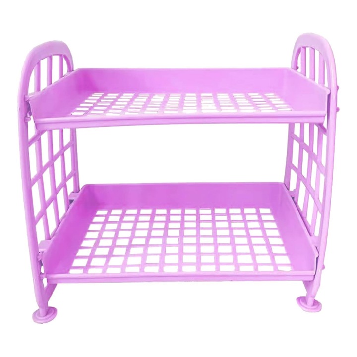 Asztalpolc, 2 rétegű, műanyag, lila, 21x13,7x19,8 cm