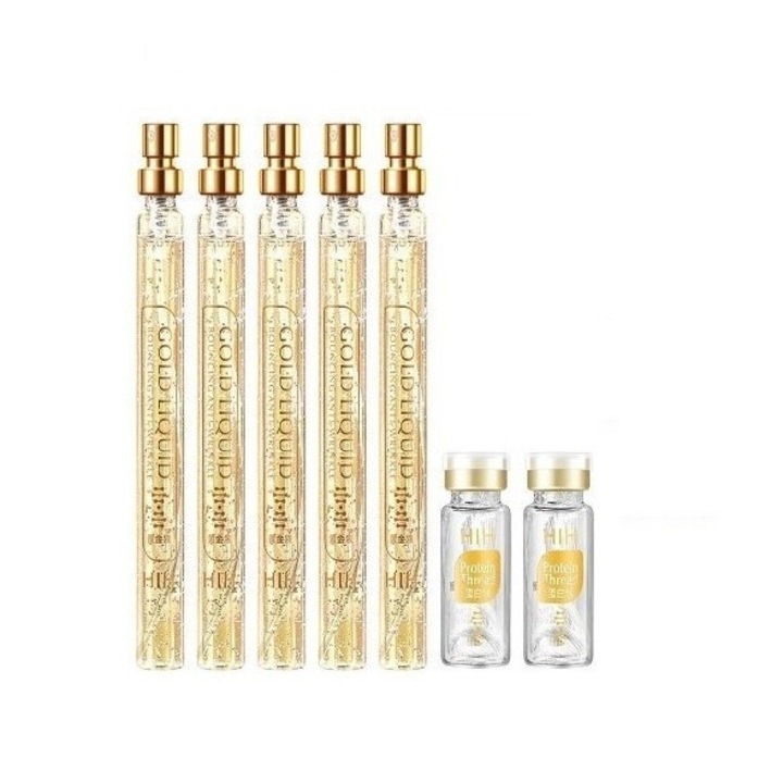 Комплект от 40 конци Instalift с колаген-пептидни протеини и 5 Nano Gold, Toxic Beauty, златни серуми