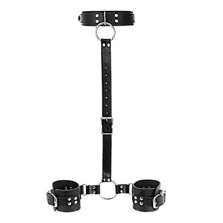 Set BDSM ORSLUM, guler cu catuse reglabile, piele PU, negru