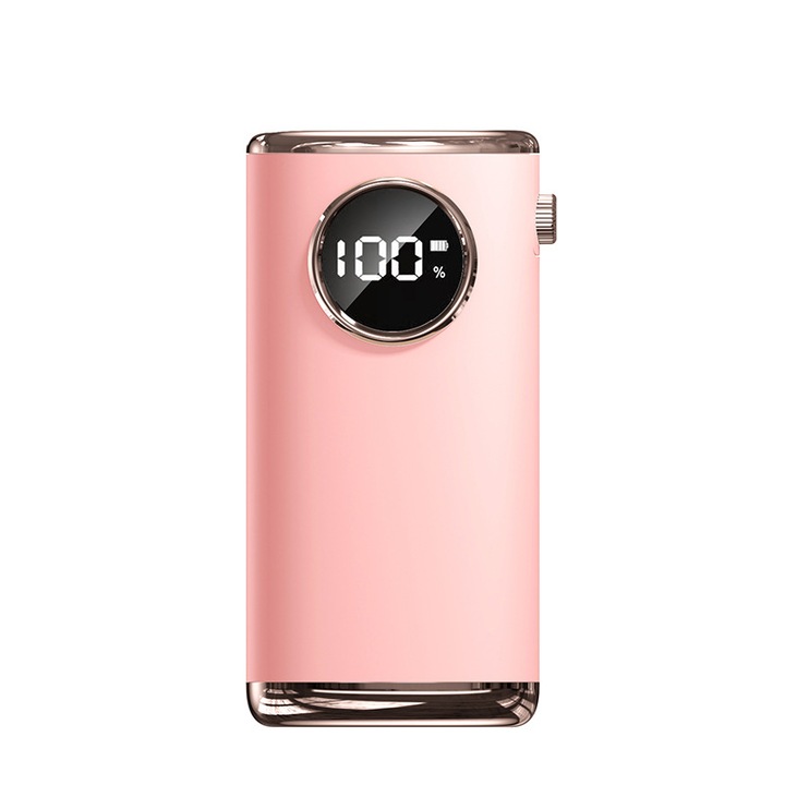 Нагревател за ръце, Power Bank 10000mAh, LCD дисплей, 5 степени на нагряване, розов