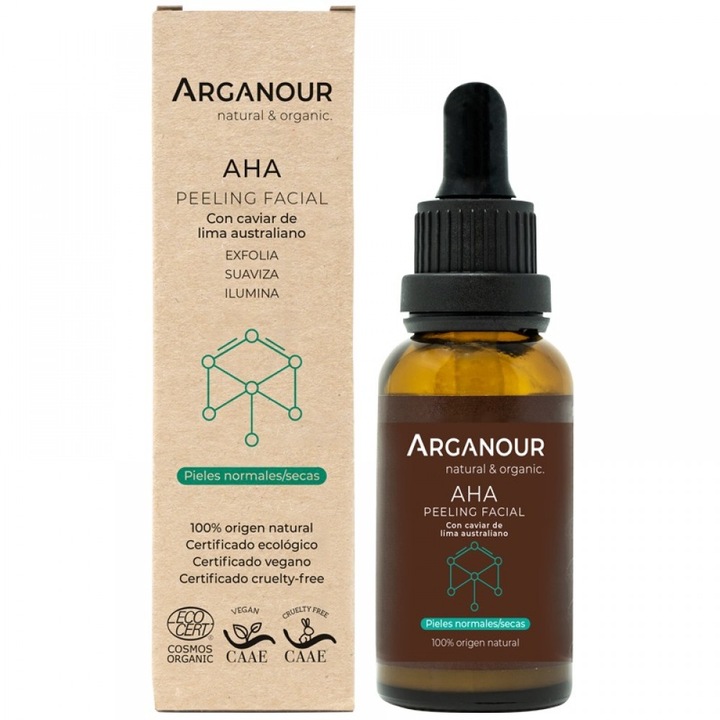 Peeling facial AHA cu caviar de limeta australiana- 100% Natural - Potrivit in timpul sarcinii si alaptarii - 30 ml - Arganour