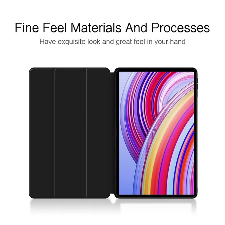 Husa Ultra Slim pentru Xiaomi Redmi Pad Pro 12.1", Silicon TPU, Smart Cover - Negru