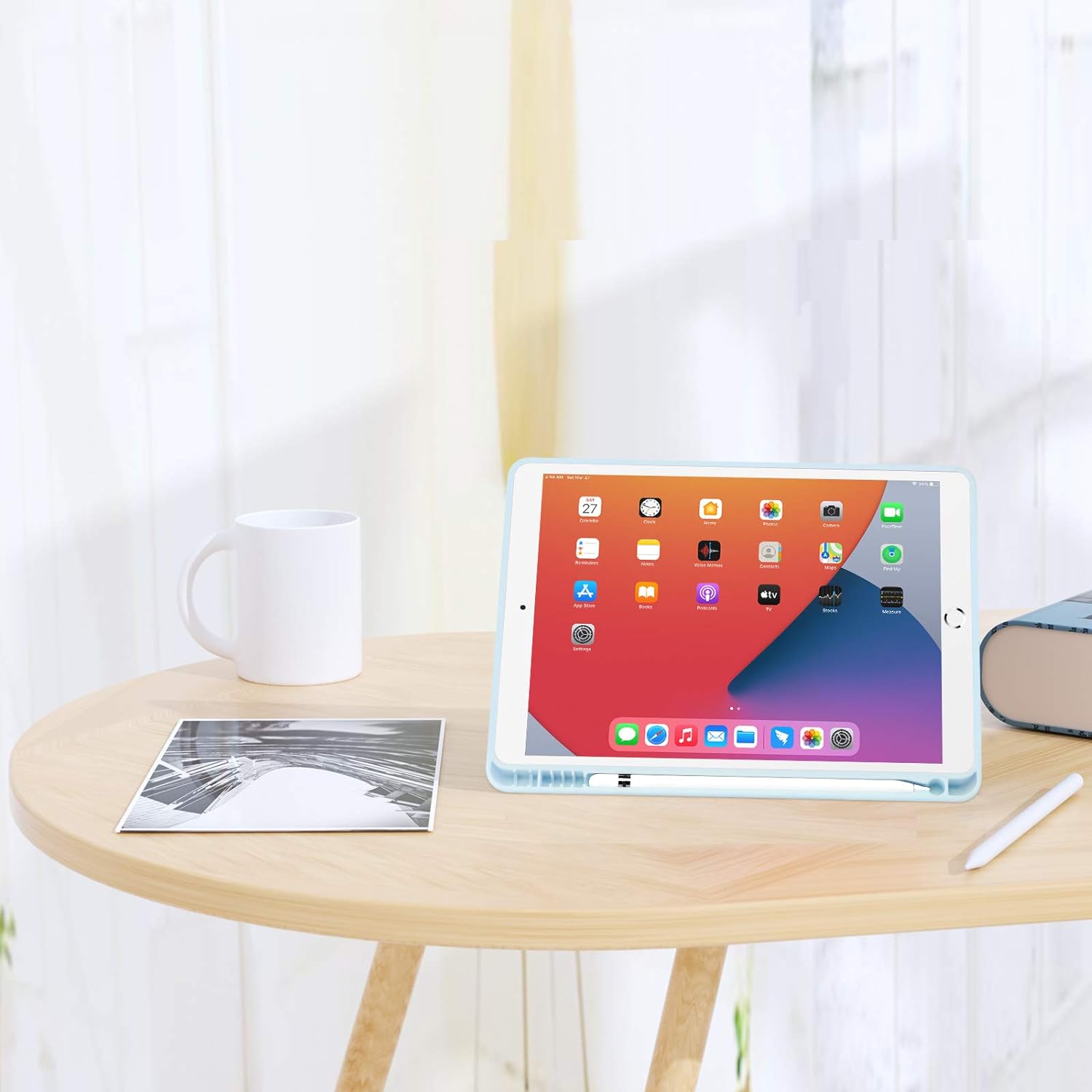 Husa premium pentru tableta Xiaomi Pad 6 / Pad 6 Pro, 11 Inch, Sigloo, interior de piele sintetica, cu suport Smart Pen, spatele din policarbonat, rezistent la socuri, Blue