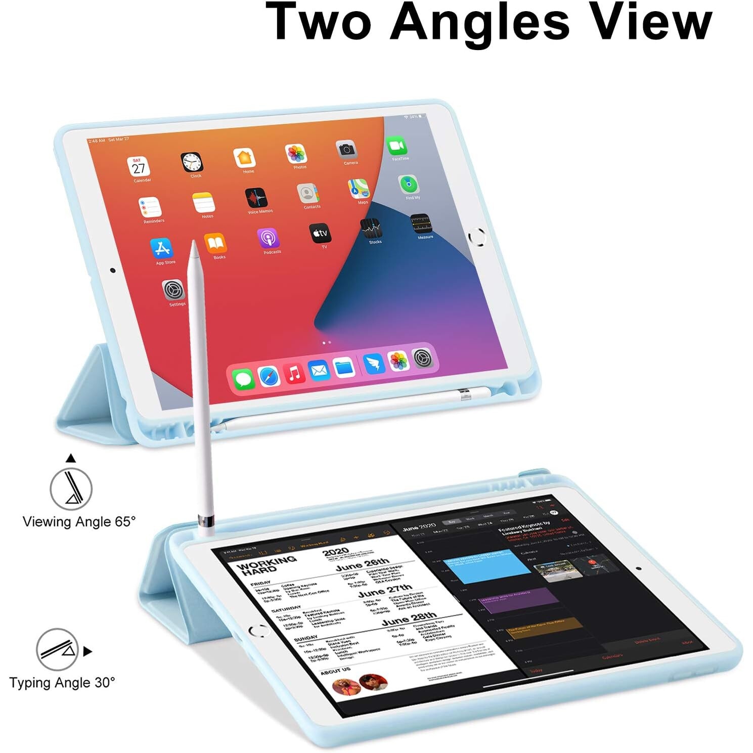 Husa premium pentru tableta Samsung Galaxy Tab A7 10.4 inch (2022/2020) T500 /T505, Sigloo, interior de piele sintetica, cu suport Smart Pen, spatele din policarbonat, Bleu