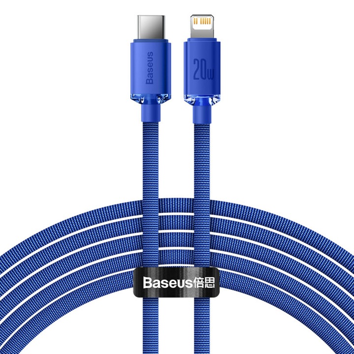 Töltő és adatátviteli kábel, USB Type-C to Lightning, 20 W, 1,2 m, kék