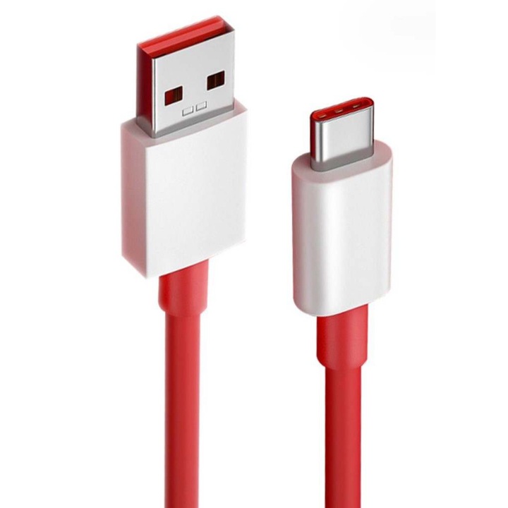 Cablu SuperVooC USB 80W, PRESTIGE CHARGE®, pentru OnePlus, USB la USB-C, incarcare rapida si sigura, protectie SupraTensiune, protectie ScurtCircuit, PREMIUM, curent maxim 7.3A, 1m, rosu