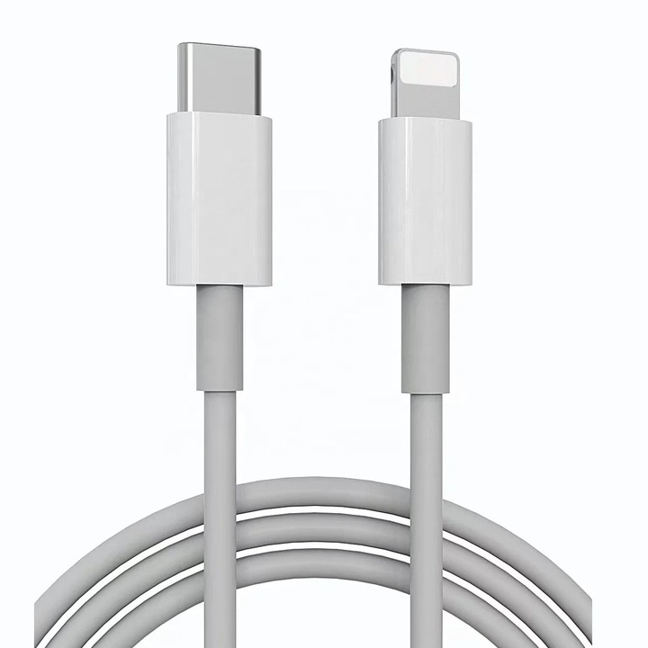 Кабел за данни и бързо зареждане FastCharge 27W, AHA PRINT, за Apple Iphone и Ipad, USB-C към Lightning, Type C към конектор за Apple, 1 м, бял