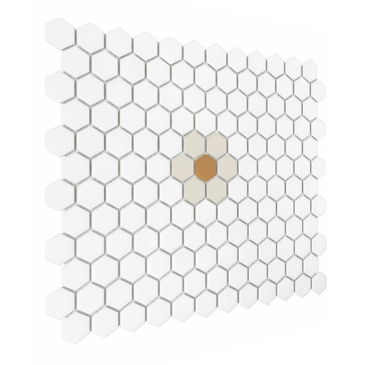 Faianta/Gresie mozaic, DUNIN, Mini Hexagon Daisy Cotton matt 26x30x0, 6cm
