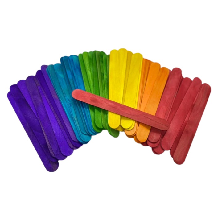 Set 100 bete colorate din lemn pentru activitati craft