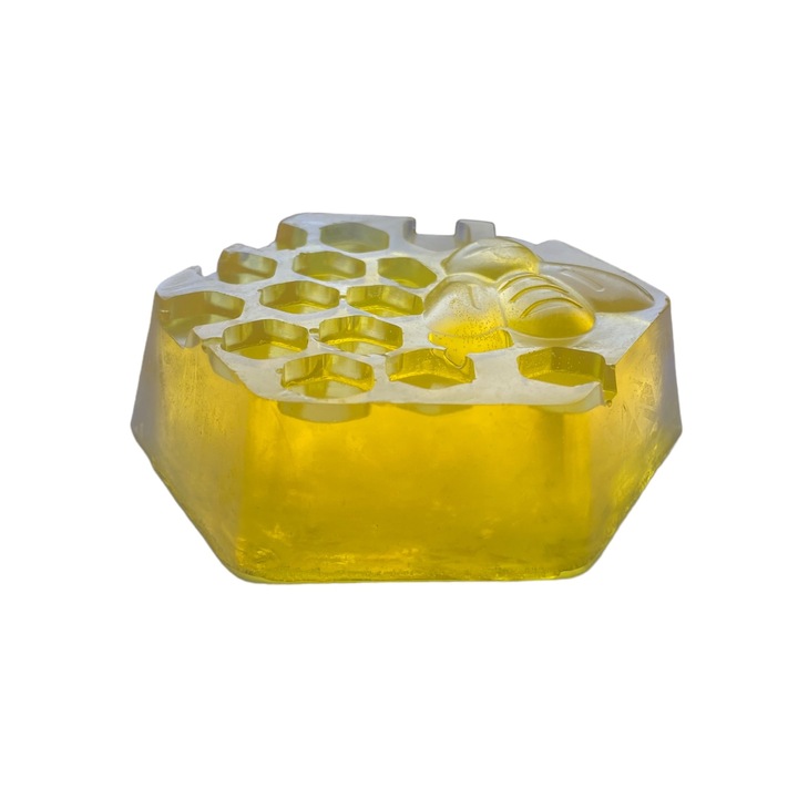 Sapun handmade cu glicerina, miere organica, parfum miere, model fagure, 70 g