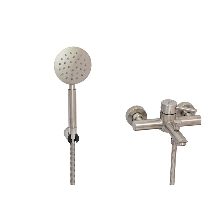 Смесител за баня фиксиран кран сатенирана неръждаема стомана