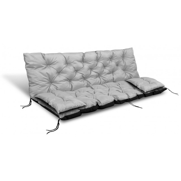 Set 3 perne pentru banca Aio Factory, 120 x 60 x 50 cm, 42 x 42 cm, gri deschis