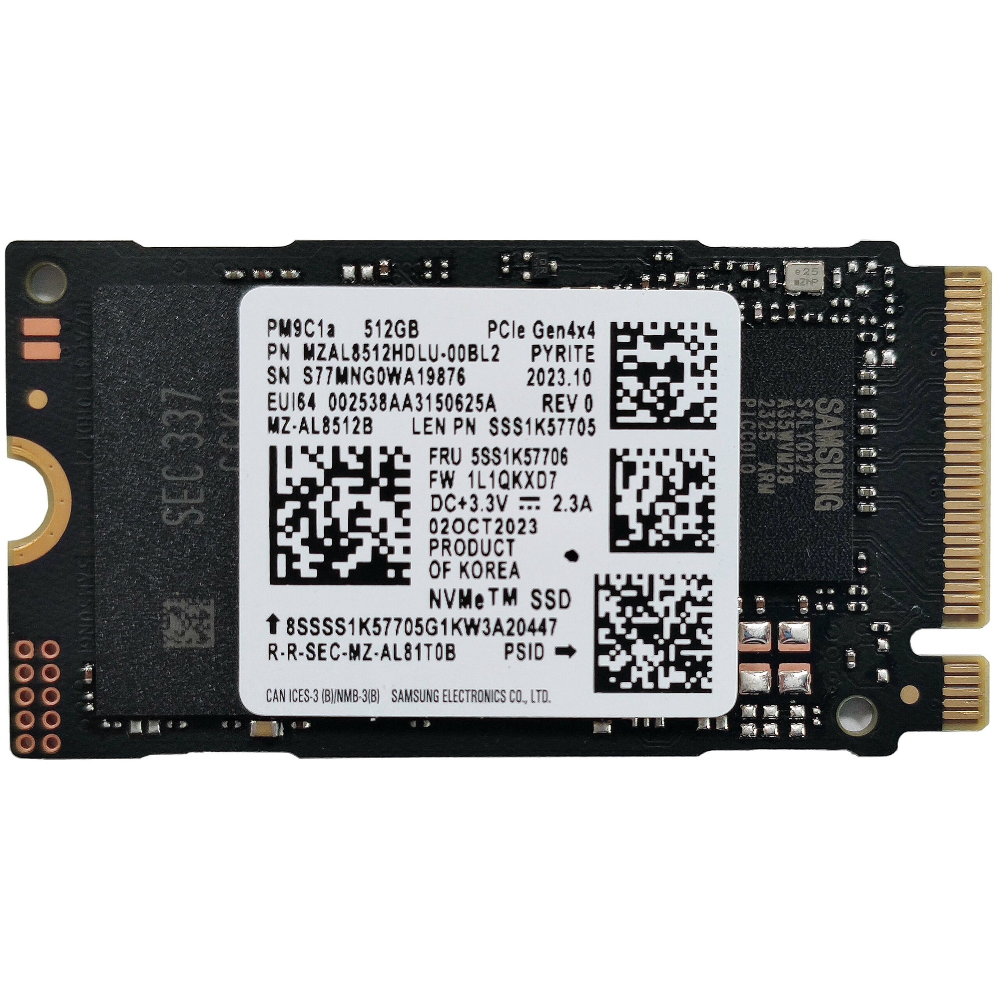 SSD PCI-E, Micron 2450, 256GB, NVME, PCIe Gen4, format 2242, h