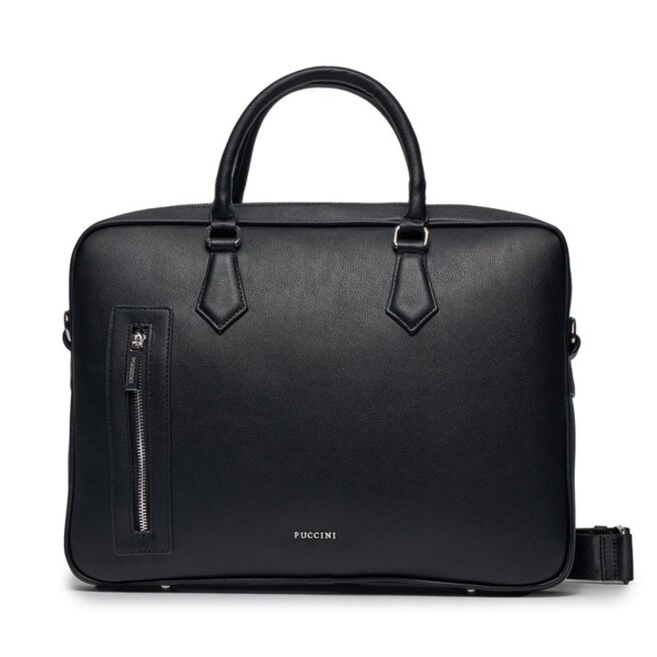 Geanta laptop, 36956, Puccini, Piele ecologica, Negru, One size