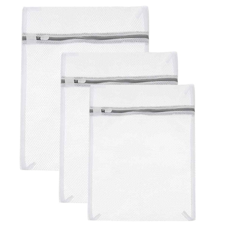 Изключително голяма торба за пране с дишаща мрежа, AMRINUGL, комплект от 3, издръжлив материал, с цип против ръжда