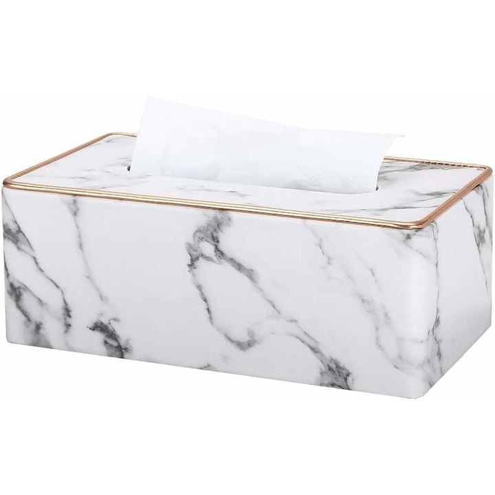Suport servetele rectangular din piele PU, Enforose, inchidere magnetica, impermeabil, 20x12x10cm