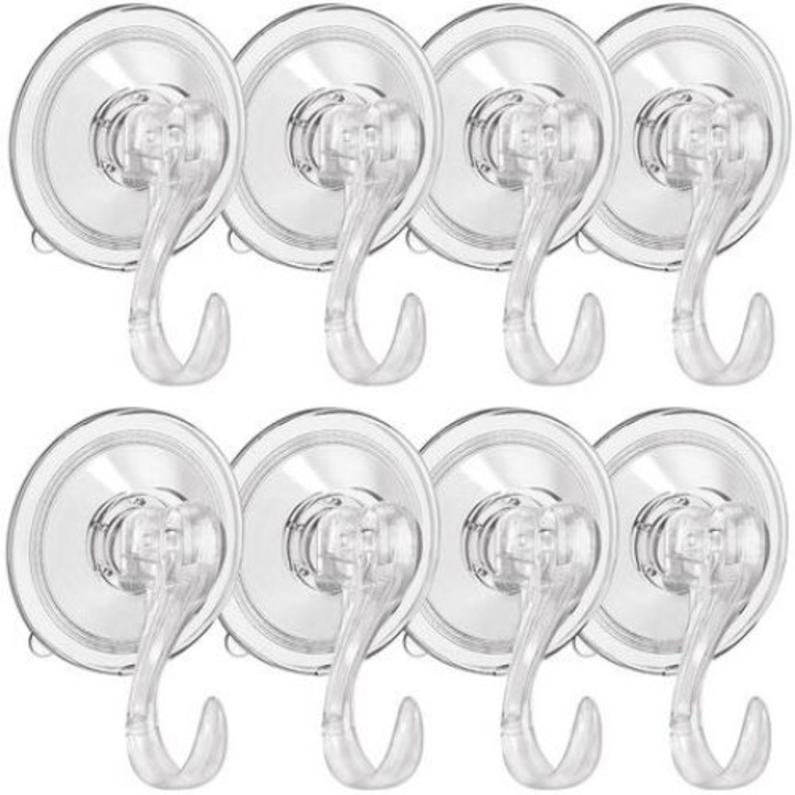 Suporturi cu ventuza, Enforose, set de 4 bucati, policarbonat, rezistent, transparent