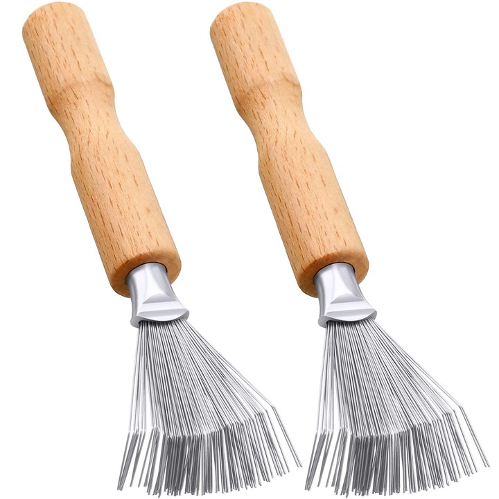 2db mini hajtisztító kefe készlet, Bizaical, fa nyél, 90 fémszál, kis méret