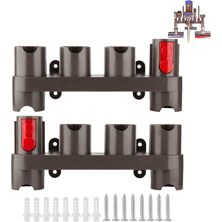 Statie de incarcare aspirator, AMRINUGL, set de 2, design cu doua sloturi, montare ajustabila, plastic ABS