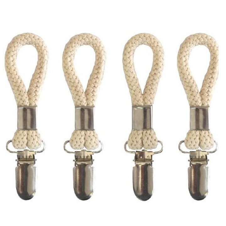 Set 4 agatatoare prosoape BGHYHYHI, bumbac, crem, 11.5 x 2.3 cm