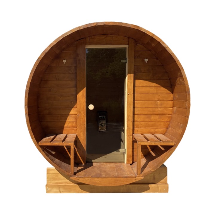 Sauna de exterior - Sauna Uscata - Lemn de brad - Colectia Prestige - Pana la 400cm - 2500mm x 2200mm, Soba pe lemne
